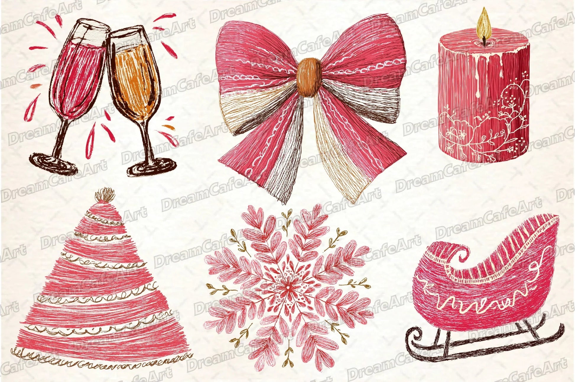 Whimsical Hand-Drawn Christmas Clipart Bundle - CraftNest - Digital Crafting and Art