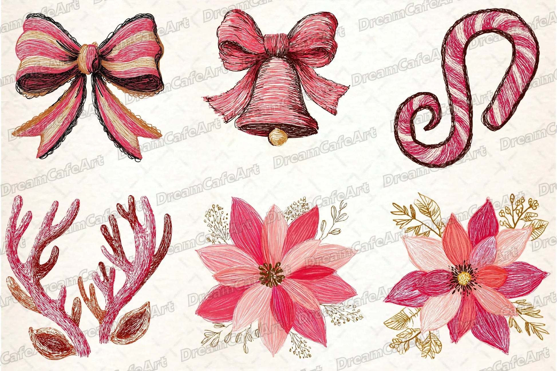 Whimsical Hand-Drawn Christmas Clipart Bundle - CraftNest - Digital Crafting and Art