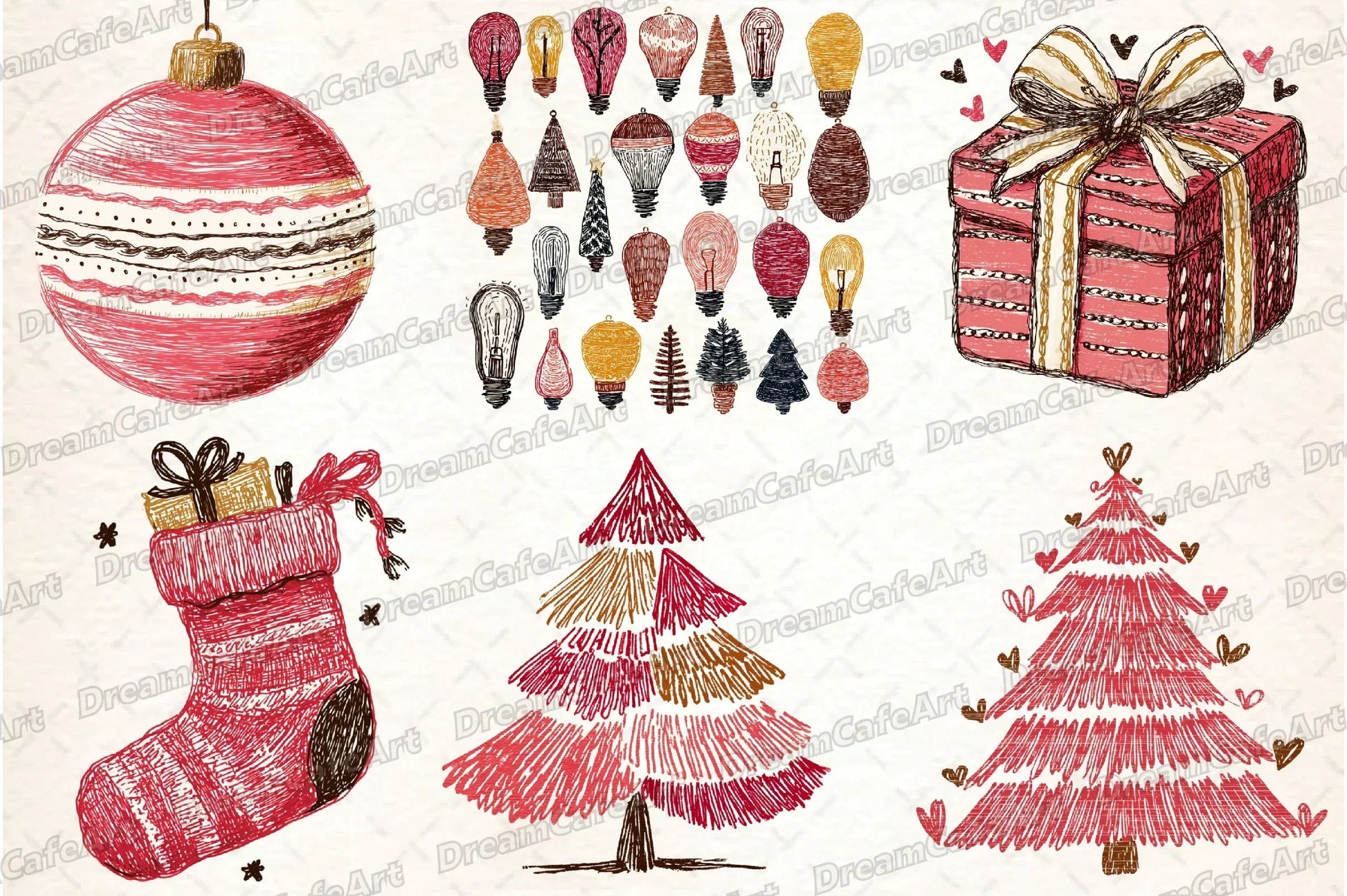 Whimsical Hand-Drawn Christmas Clipart Bundle - CraftNest - Digital Crafting and Art