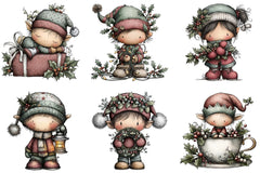 Hand Painted Elf Clipart Bundle - CraftNest - Digital Crafting and Art