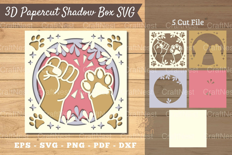 Hand Paw 3D Papercut Shadow Box Clipart Bundle - CraftNest - Digital Crafting and Art