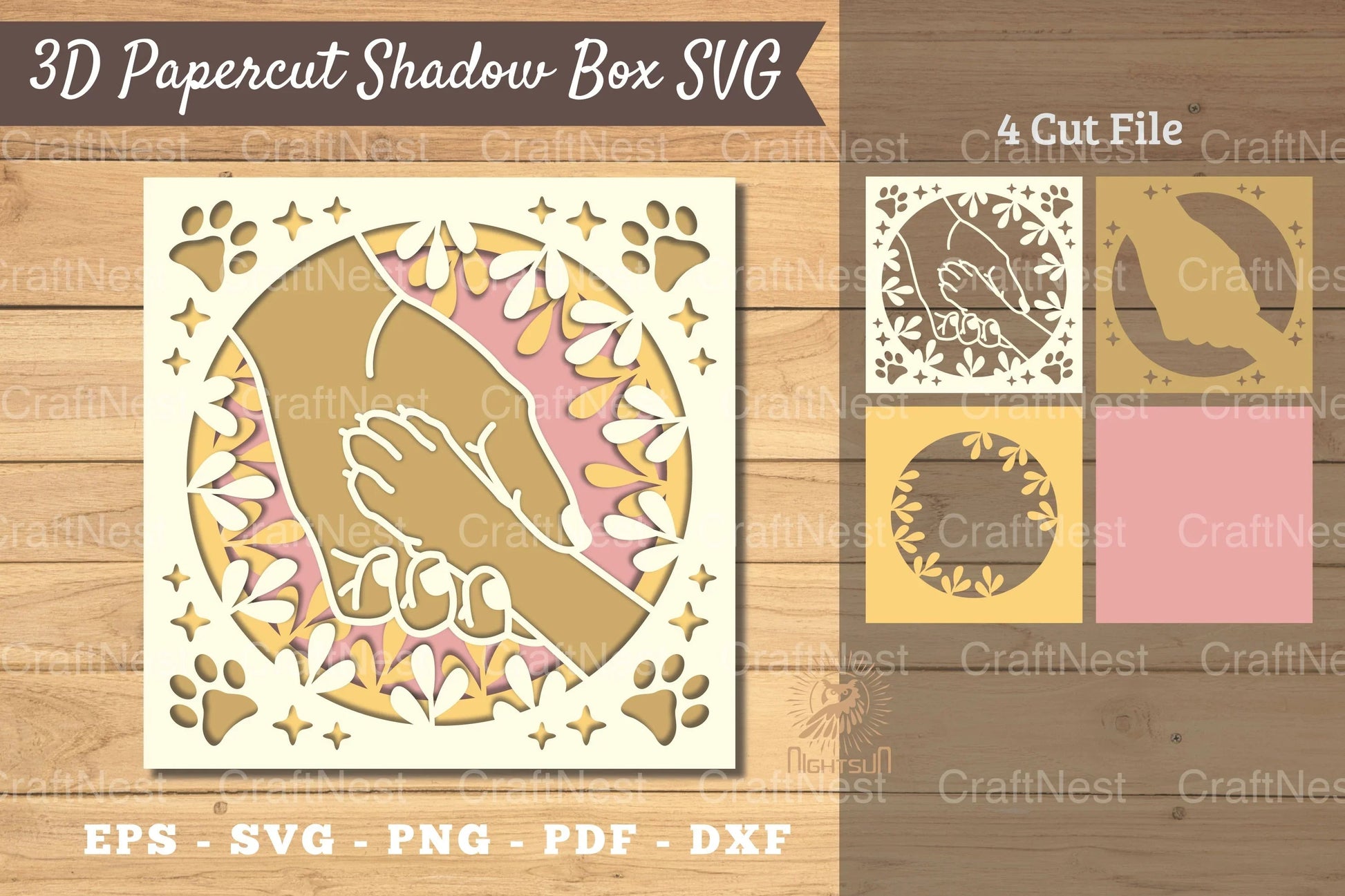 3D Hand Paw Papercut Shadow Box Clipart Bundle - CraftNest - Digital Crafting and Art