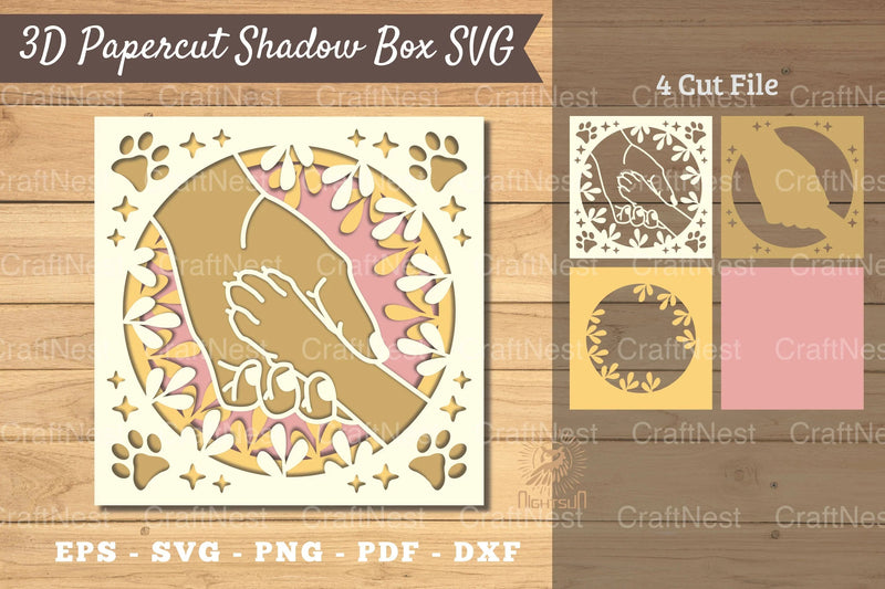 3D Hand Paw Papercut Shadow Box Clipart Bundle - CraftNest - Digital Crafting and Art
