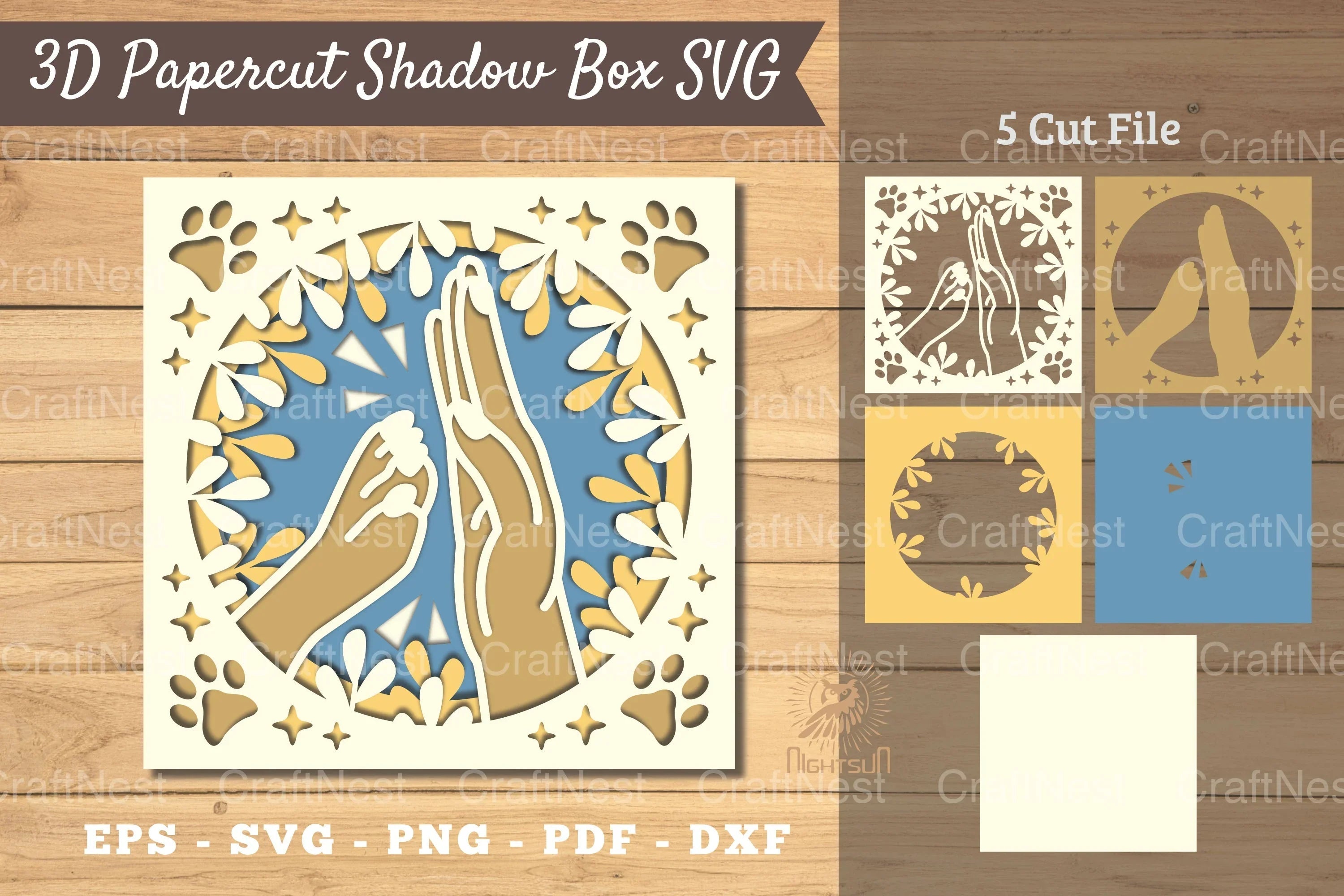 Hand Paw 3D Papercut Shadow Box Clipart Bundle - CraftNest - Digital Crafting and Art