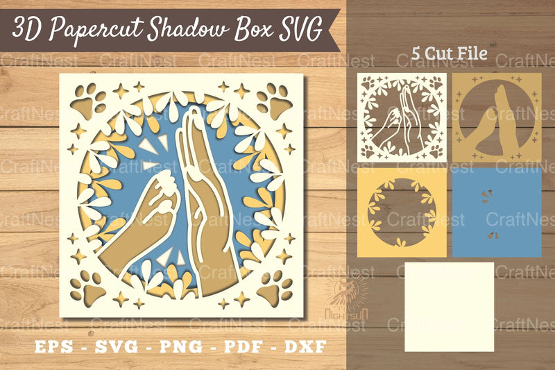 Hand Paw 3D Papercut Shadow Box Clipart Bundle - CraftNest - Digital Crafting and Art