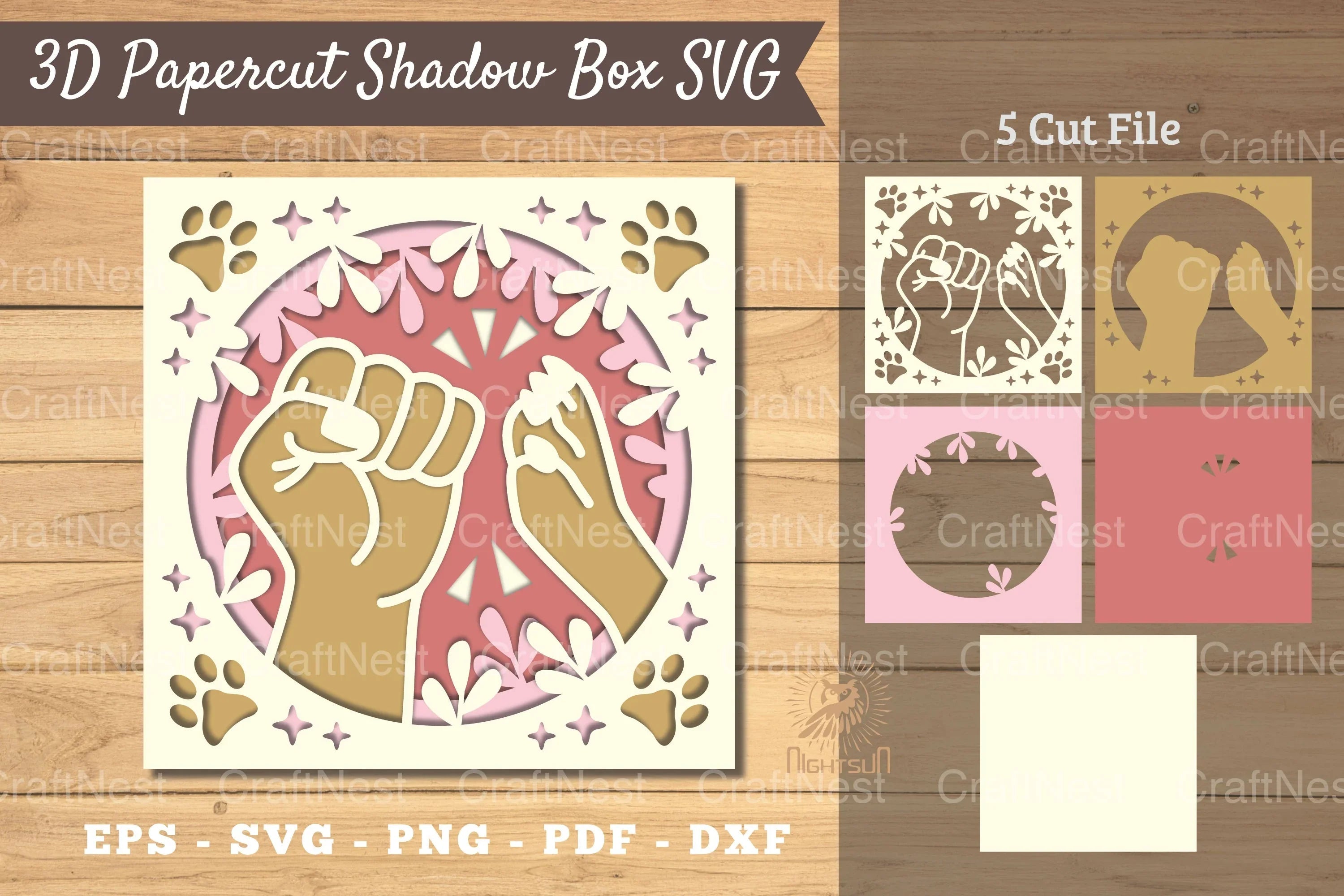 3D Papercut Shadow Box Hand Paw Clipart Bundle - CraftNest - Digital Crafting and Art