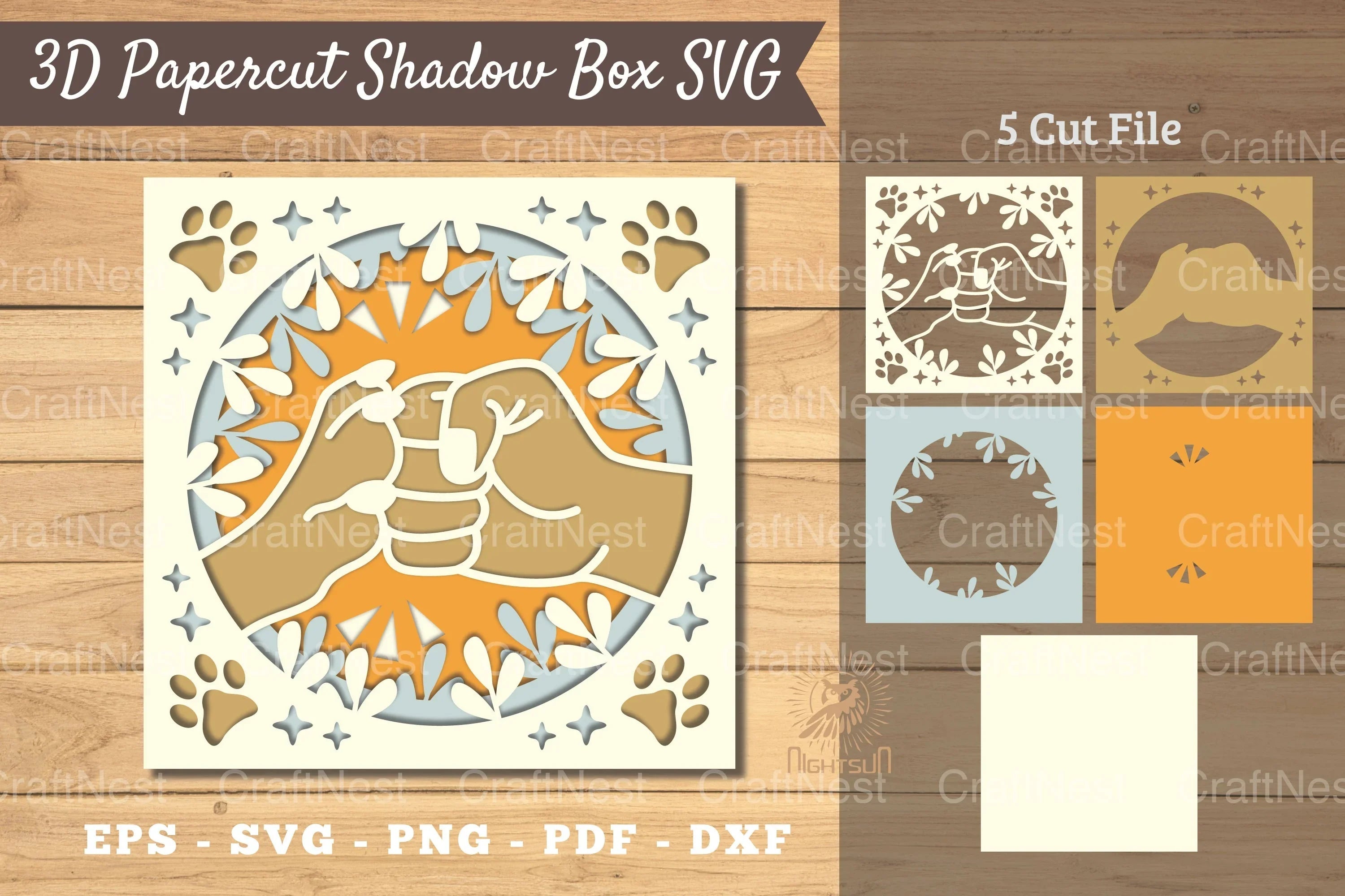 3D Hand Paw Papercut Shadow Box Clipart Bundle - CraftNest - Digital Crafting and Art