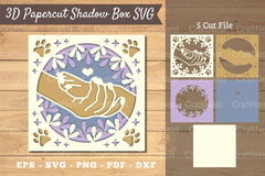 3D Hand Paw Papercut Shadow Box SVG Bundle - CraftNest - Digital Crafting and Art