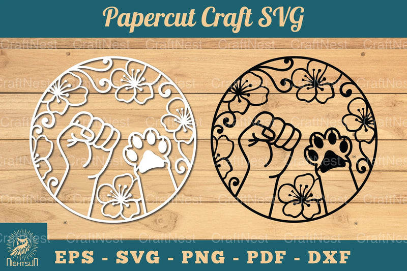 Hand Paw Papercut SVG Bundle - CraftNest - Digital Crafting and Art