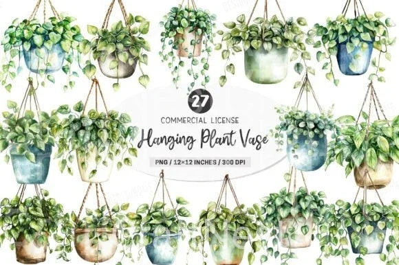 Hanging Plant Vase Clipart Bundle - CraftNest - Digital Crafting and Art
