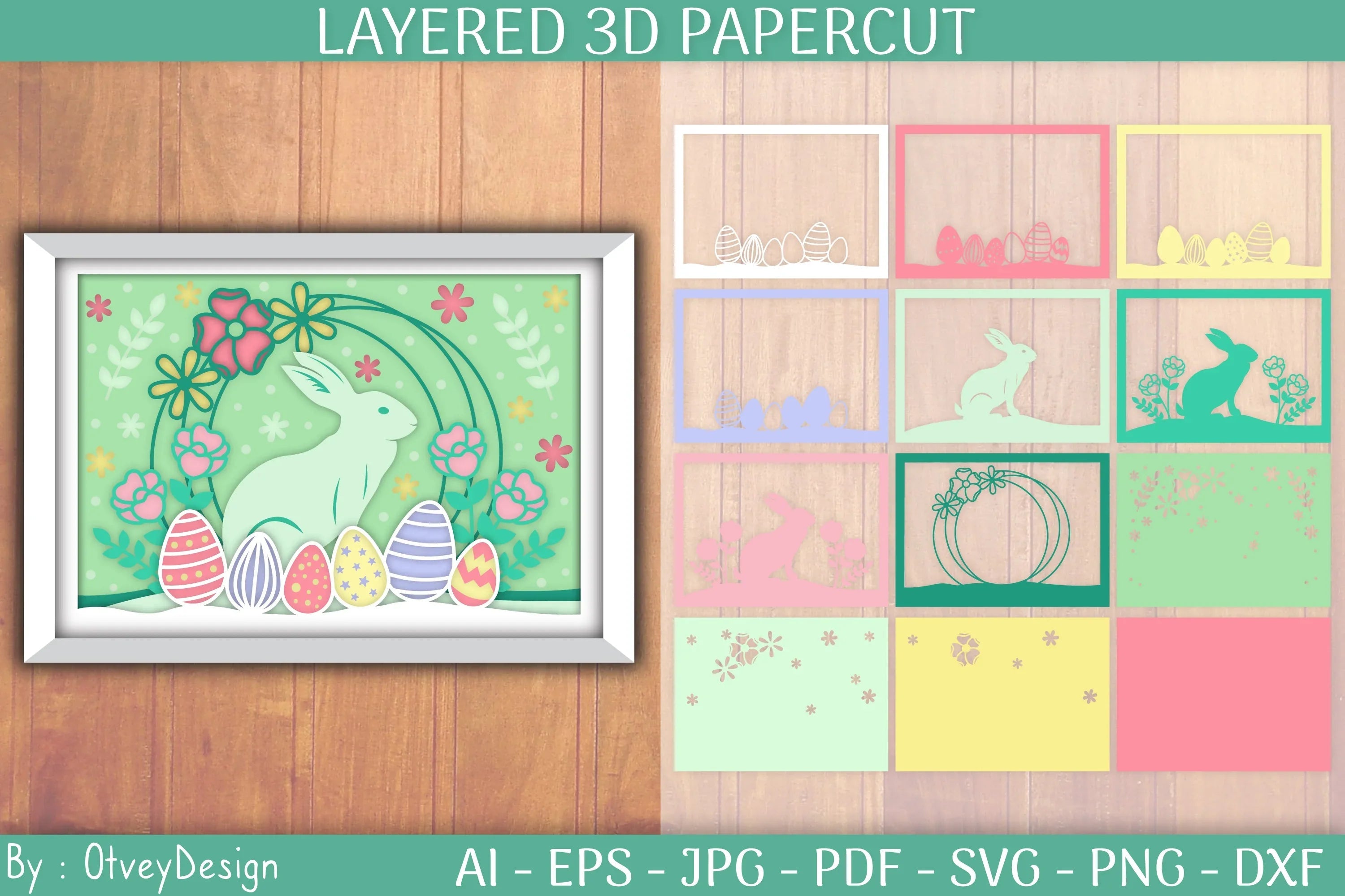 Happy Easter 3D Shadowbox Layered Papercut SVG Bundle - CraftNest - Digital Crafting and Art