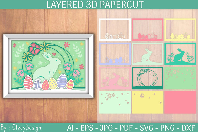 Happy Easter 3D Shadowbox Layered Papercut SVG Bundle - CraftNest - Digital Crafting and Art