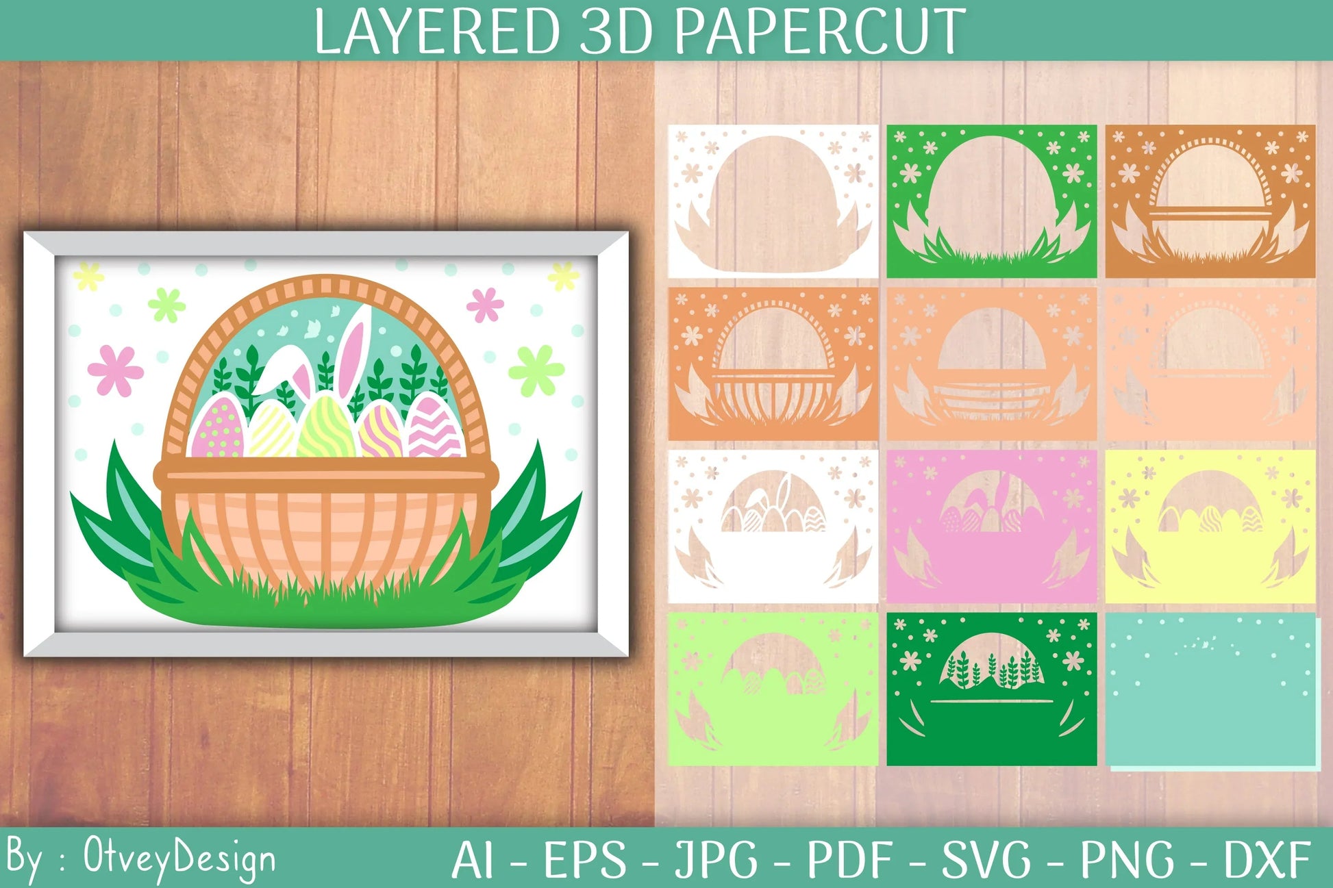 Happy Easter 3D Shadowbox Layered Papercut SVG Bundle - CraftNest - Digital Crafting and Art