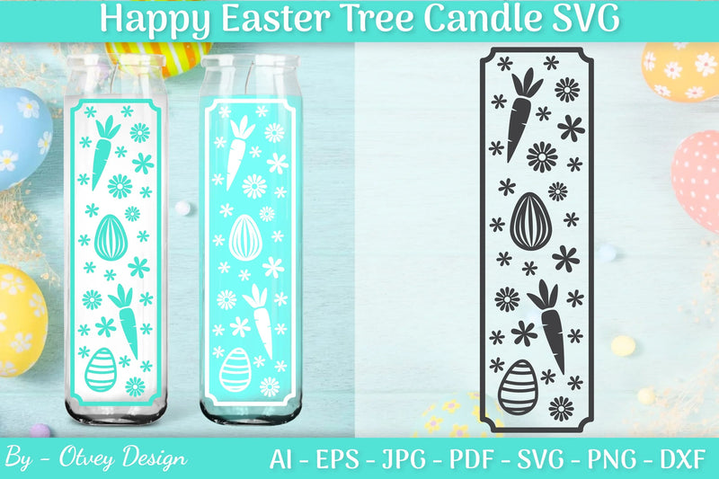 Happy Easter Candle Tree SVG Bundle 4 - CraftNest - Digital Crafting and Art