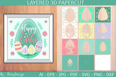 Happy Easter Egg 3D Shadowbox Layered Papercut SVG Bundle - CraftNest - Digital Crafting and Art