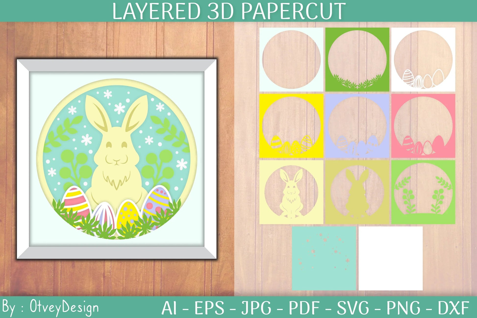 Happy Easter Wreath 3D Shadowbox Papercut SVG Bundle - CraftNest - Digital Crafting and Art