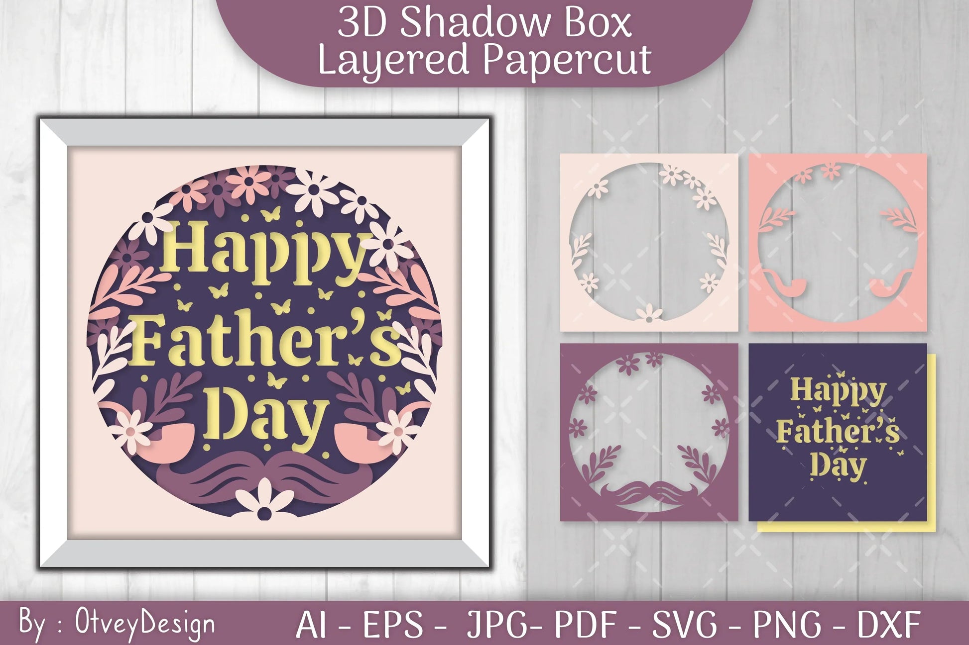 Happy Father's Day 3D Shadowbox Papercut SVG Bundle - CraftNest - Digital Crafting and Art