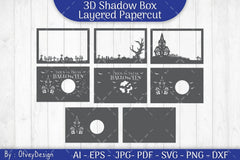 Happy Halloween 3D Shadowbox Layered Papercut SVG Bundle - CraftNest - Digital Crafting and Art