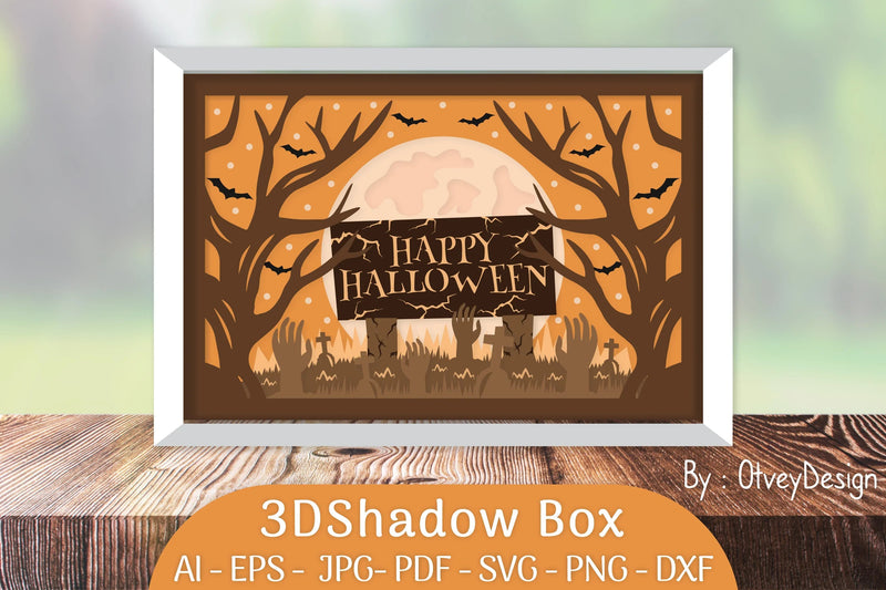 Happy Halloween 3D Shadowbox Layered Papercut SVG Bundle - CraftNest - Digital Crafting and Art