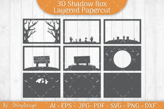 Happy Halloween 3D Shadowbox Layered Papercut SVG Bundle - CraftNest - Digital Crafting and Art