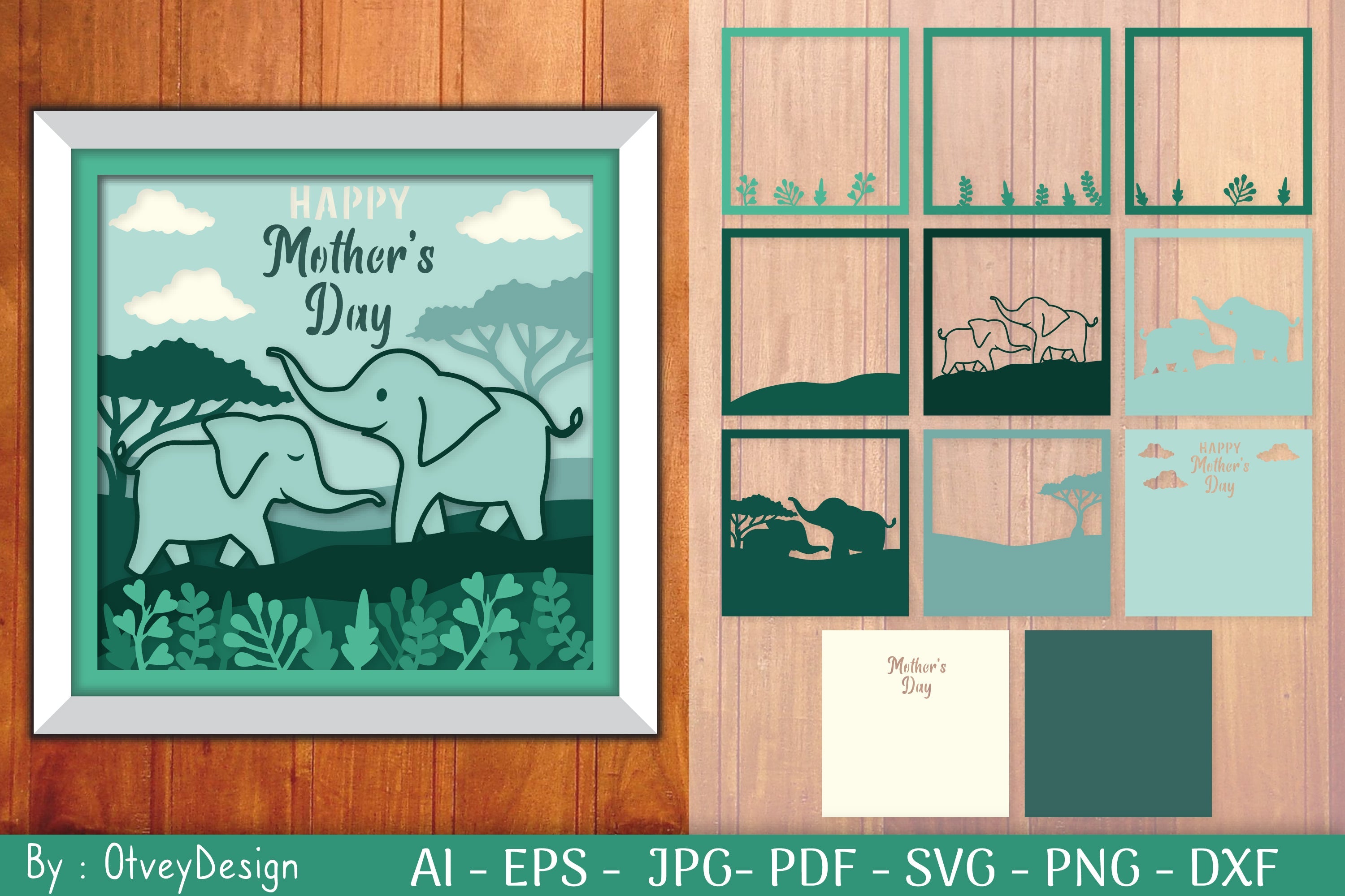 Happy Mother's Day Shadow Box Layered Papercut SVG Bundle