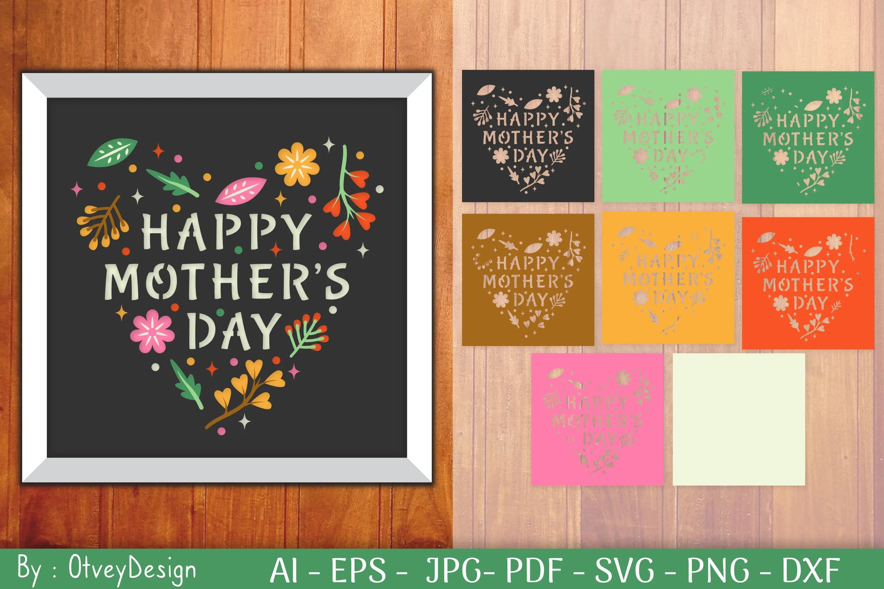 Happy Mother's Day Shadow Box Layered Papercut SVG Bundle - CraftNest - Digital Crafting and Art