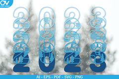 Happy New Year Snowflake 3D Layered SVG Bundle - CraftNest - Digital Crafting and Art