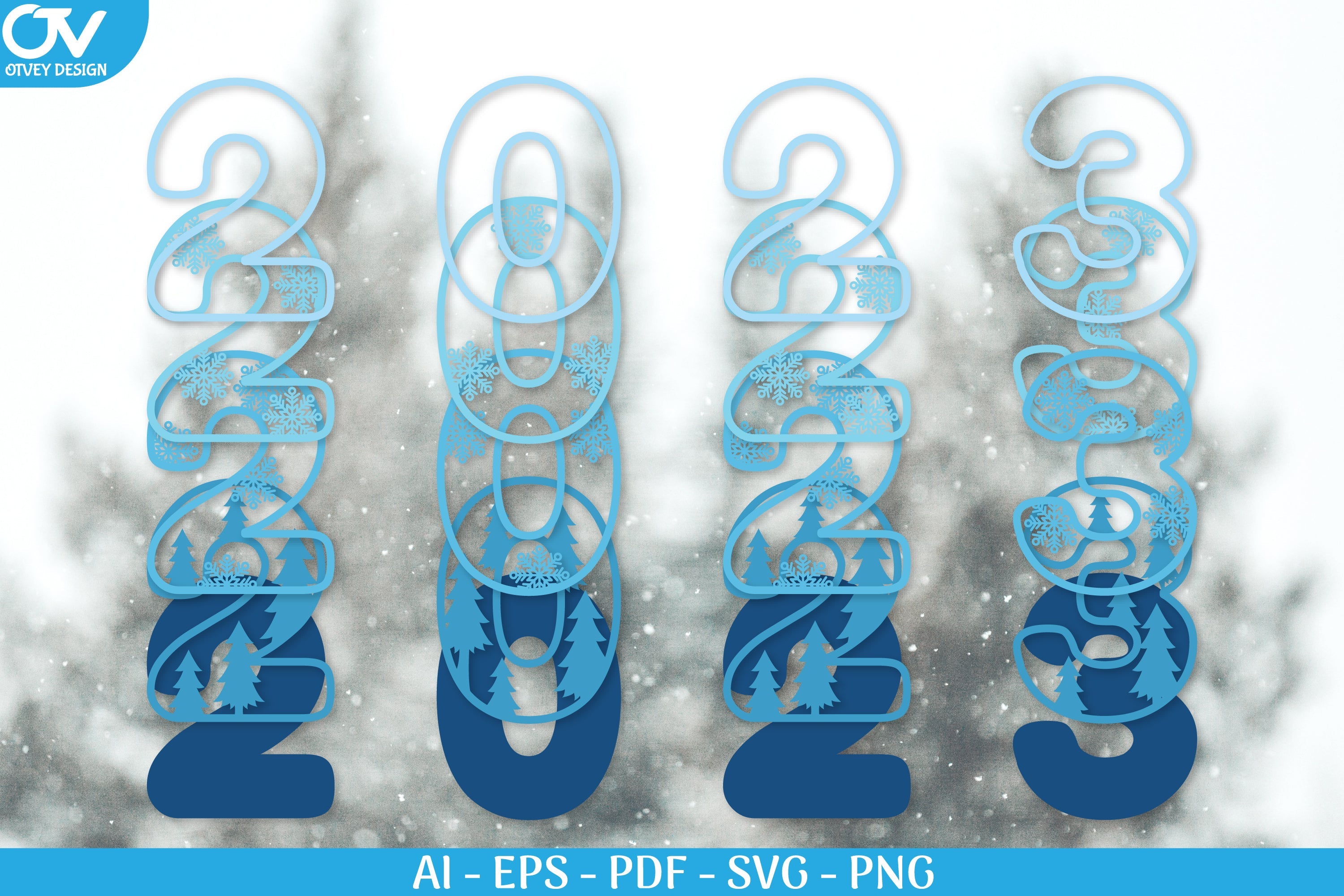 Happy New Year Snowflake 3D Layered SVG Bundle - CraftNest - Digital Crafting and Art