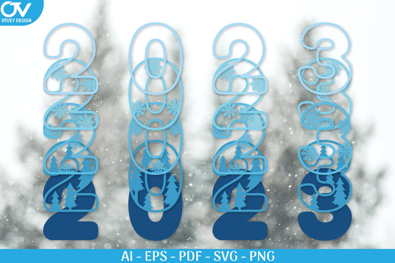 Happy New Year Snowflake 3D Layered SVG Bundle - CraftNest - Digital Crafting and Art