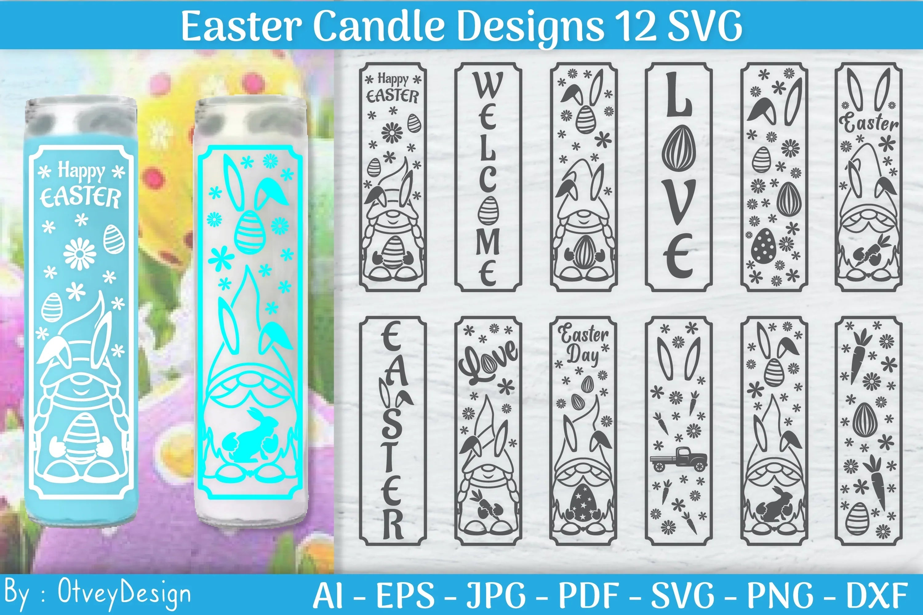 Happy Easter Candle Designs SVG Bundle - CraftNest - Digital Crafting and Art