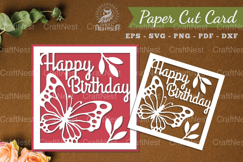 Happy Birthday Papercut Card SVG Bundle - CraftNest - Digital Crafting and Art