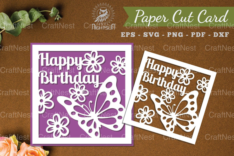 Happy Birthday Papercut Card SVG Bundle - CraftNest - Digital Crafting and Art