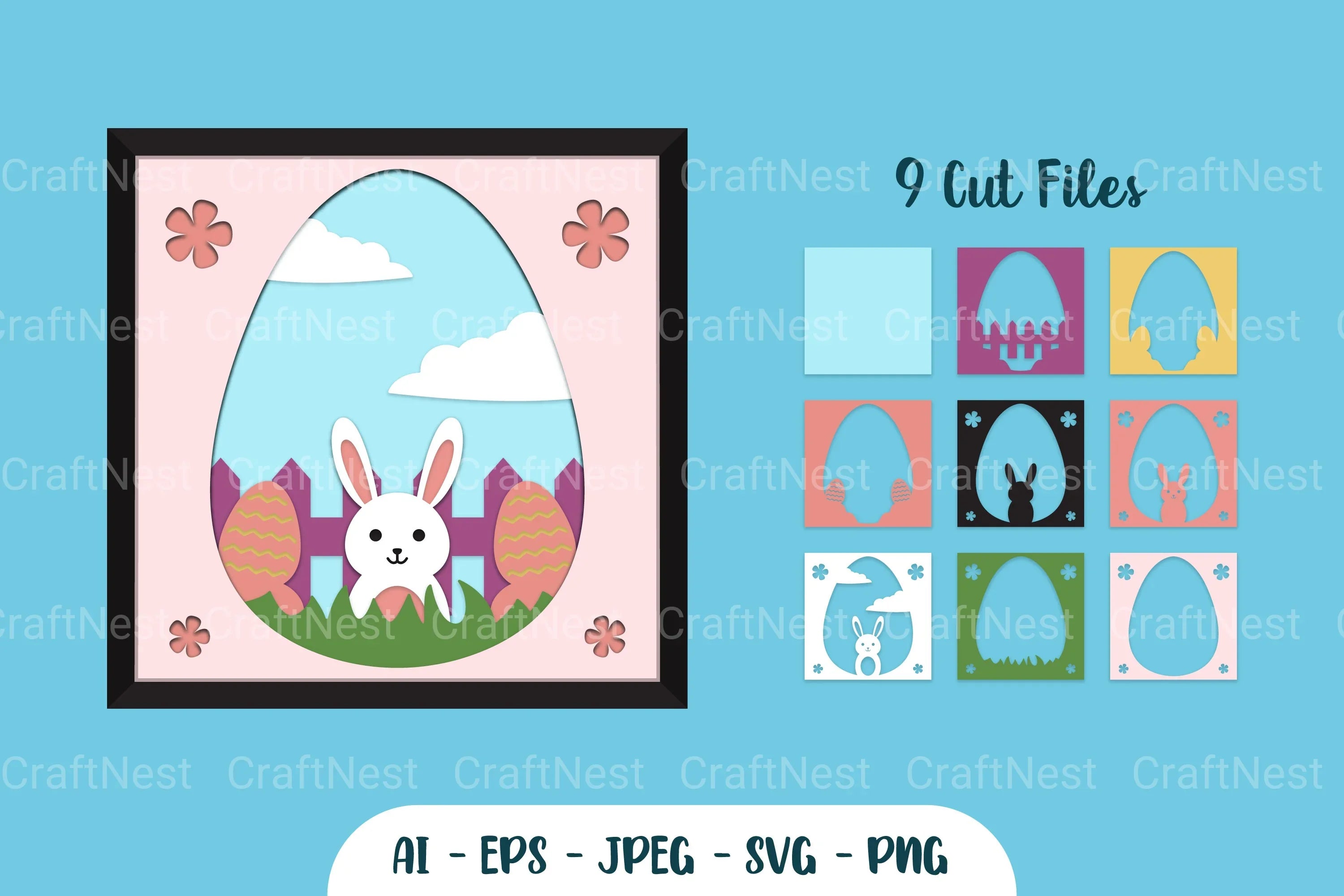Happy Easter Bunny Layered Papercut SVG Bundle - CraftNest - Digital Crafting and Art