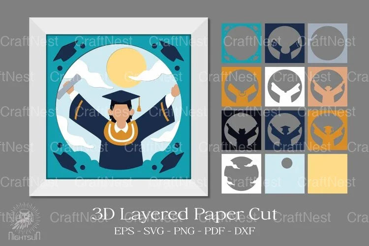 Happy Graduation Layered Paper Cut Clipart Bundle - CraftNest - Digital Crafting and Art