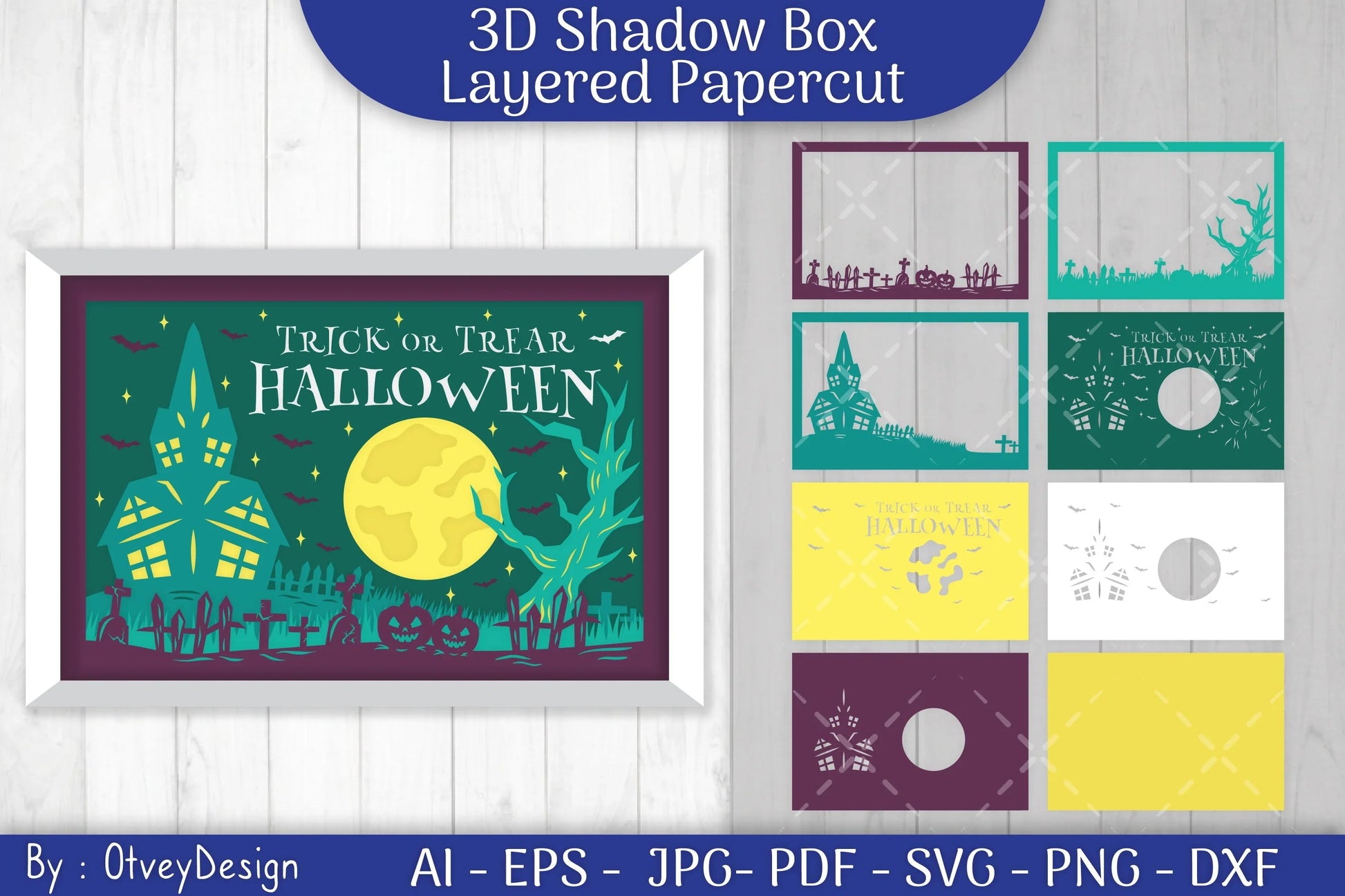 Happy Halloween 3D Shadowbox Layered Papercut SVG Bundle - CraftNest - Digital Crafting and Art