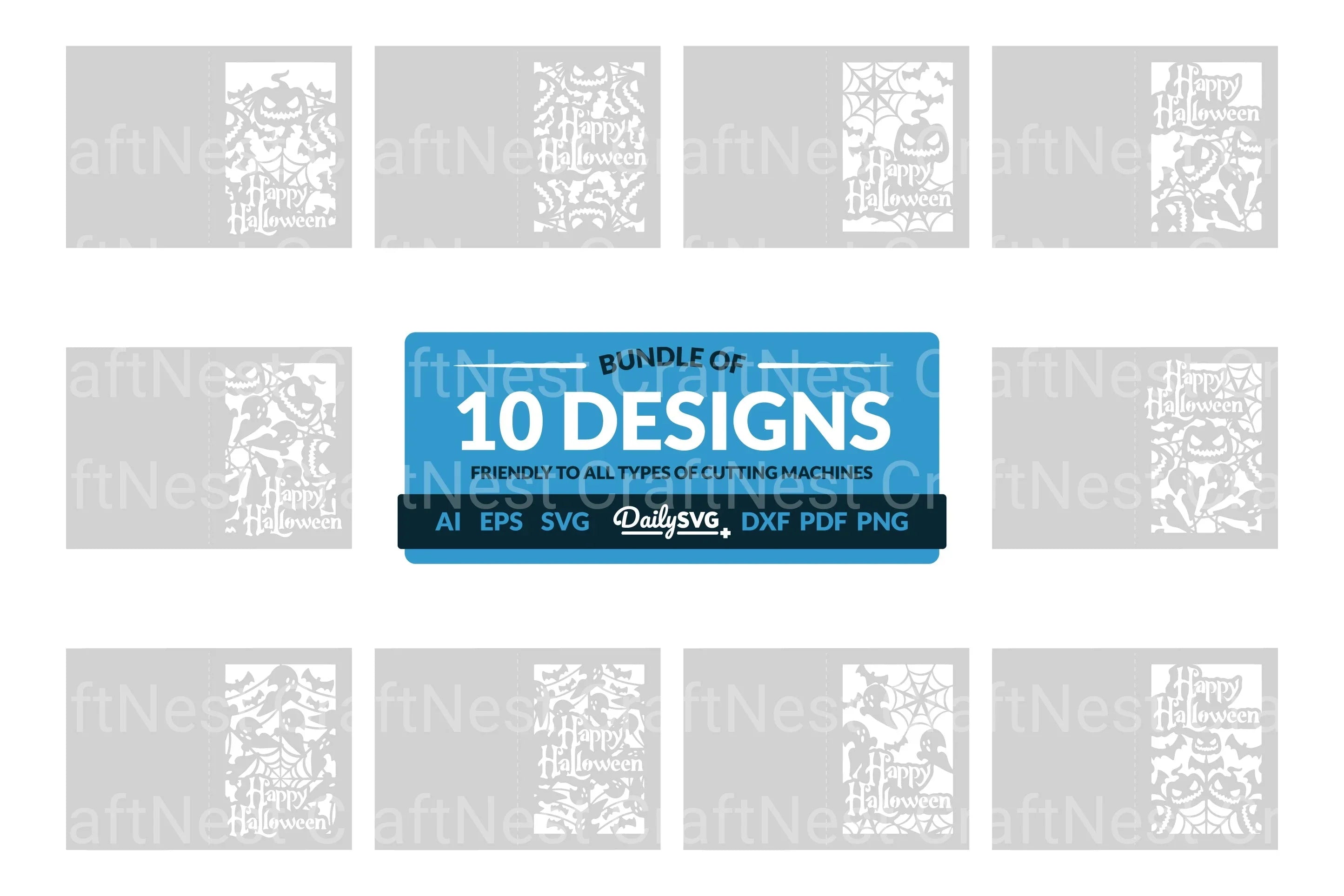 Daily SVG Bundles: Happy Halloween Greeting Card Clipart