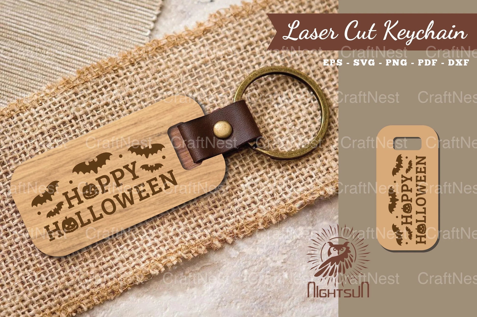 Happy Halloween Laser Cut Keychain Design - CraftNest - Digital Crafting and Art