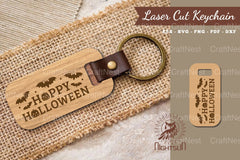 Happy Halloween Laser Cut Keychain Design - CraftNest - Digital Crafting and Art