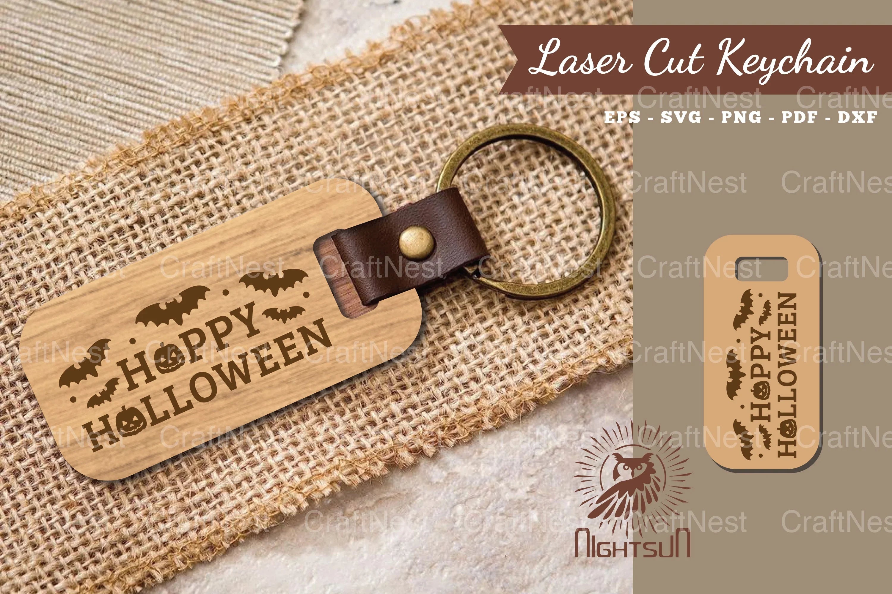 Happy Halloween Laser Cut Keychain Design - CraftNest - Digital Crafting and Art