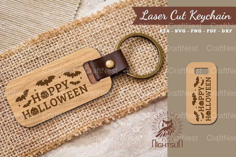 Happy Halloween Laser Cut Keychain Design - CraftNest - Digital Crafting and Art