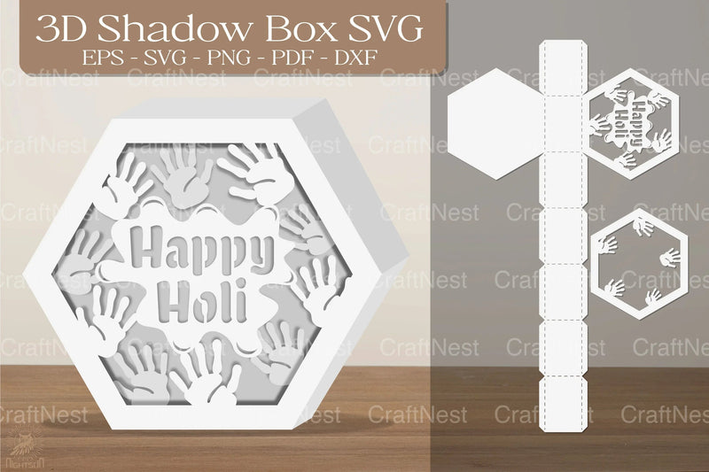 Happy Holi 3D Shadow Box Bundle - CraftNest - Digital Crafting and Art