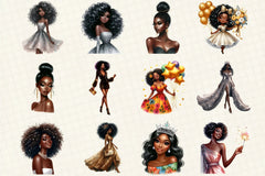 Happy New Year Black Girls Clipart Bundle - CraftNest - Digital Crafting and Art