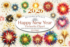 Happy New Year Fireworks Clipart Bundle - CraftNest - Digital Crafting and Art