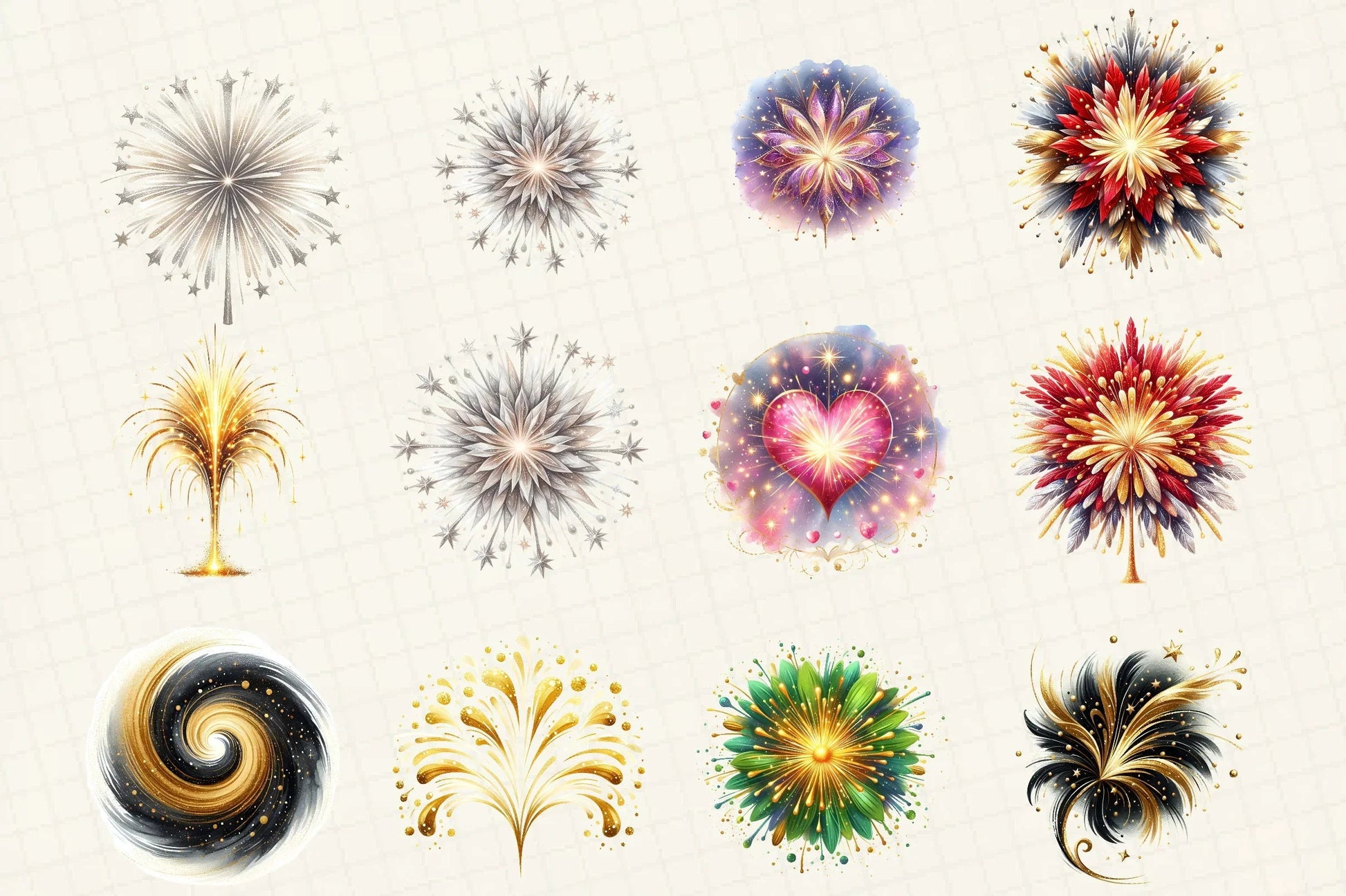 Happy New Year Fireworks Clipart Bundle - CraftNest - Digital Crafting and Art
