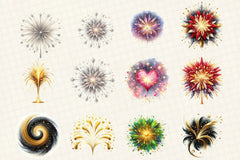 Happy New Year Fireworks Clipart Bundle - CraftNest - Digital Crafting and Art