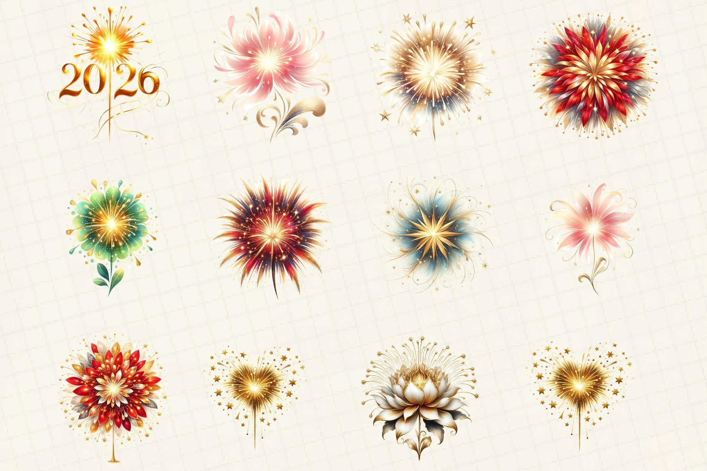 Happy New Year Fireworks Clipart Bundle - CraftNest - Digital Crafting and Art