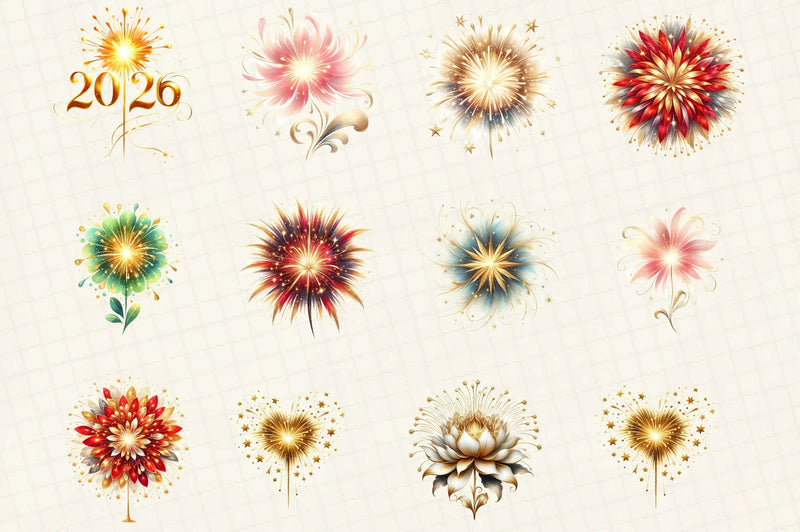 Happy New Year Fireworks Clipart Bundle - CraftNest - Digital Crafting and Art