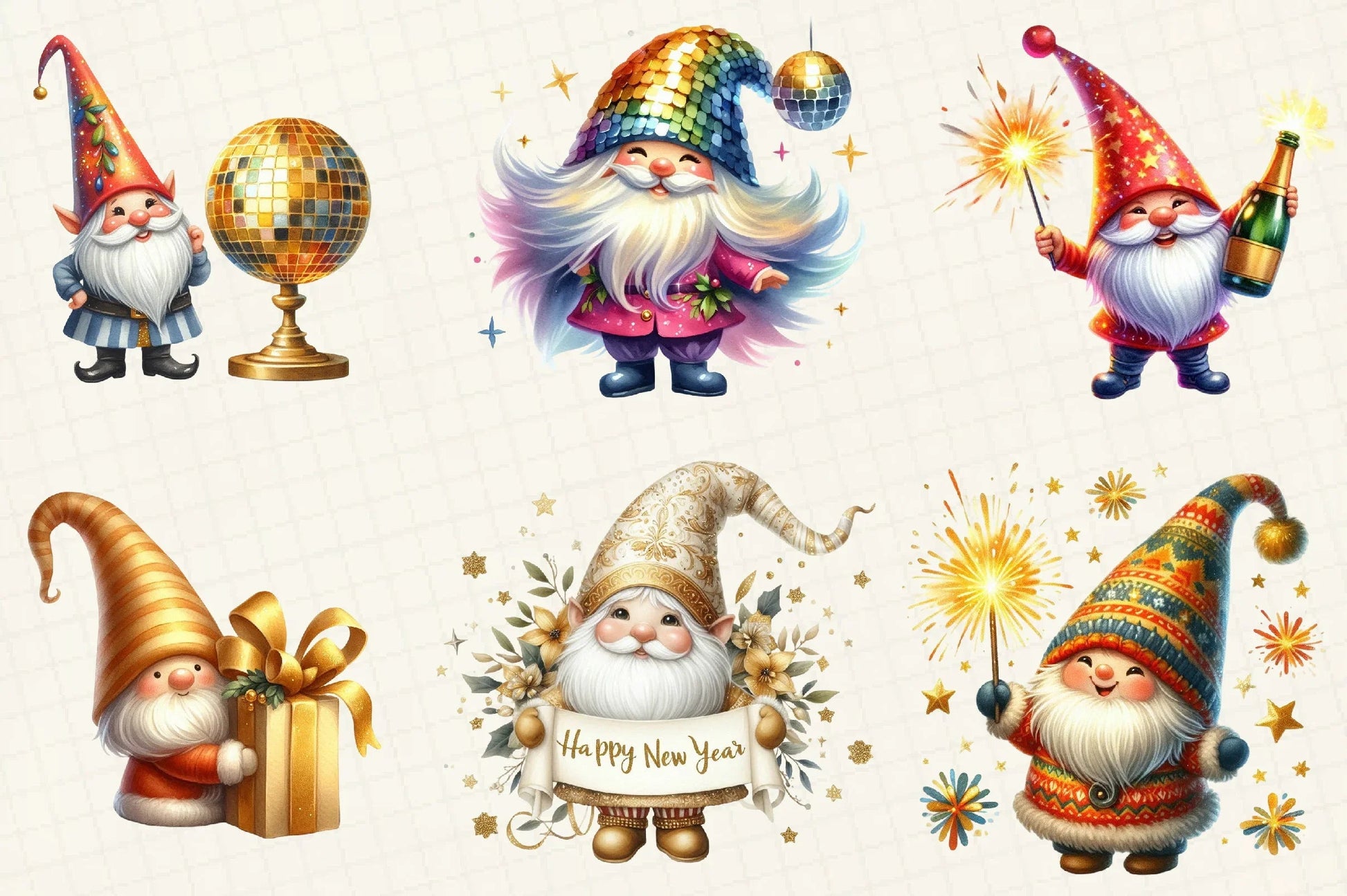 Happy New Year Gnome Clipart Bundle - CraftNest - Digital Crafting and Art
