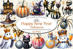 Happy New Year Halloween Clipart Bundle - CraftNest - Digital Crafting and Art