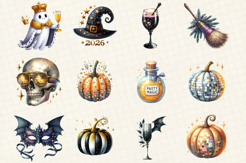 Happy New Year Halloween Clipart Bundle - CraftNest - Digital Crafting and Art